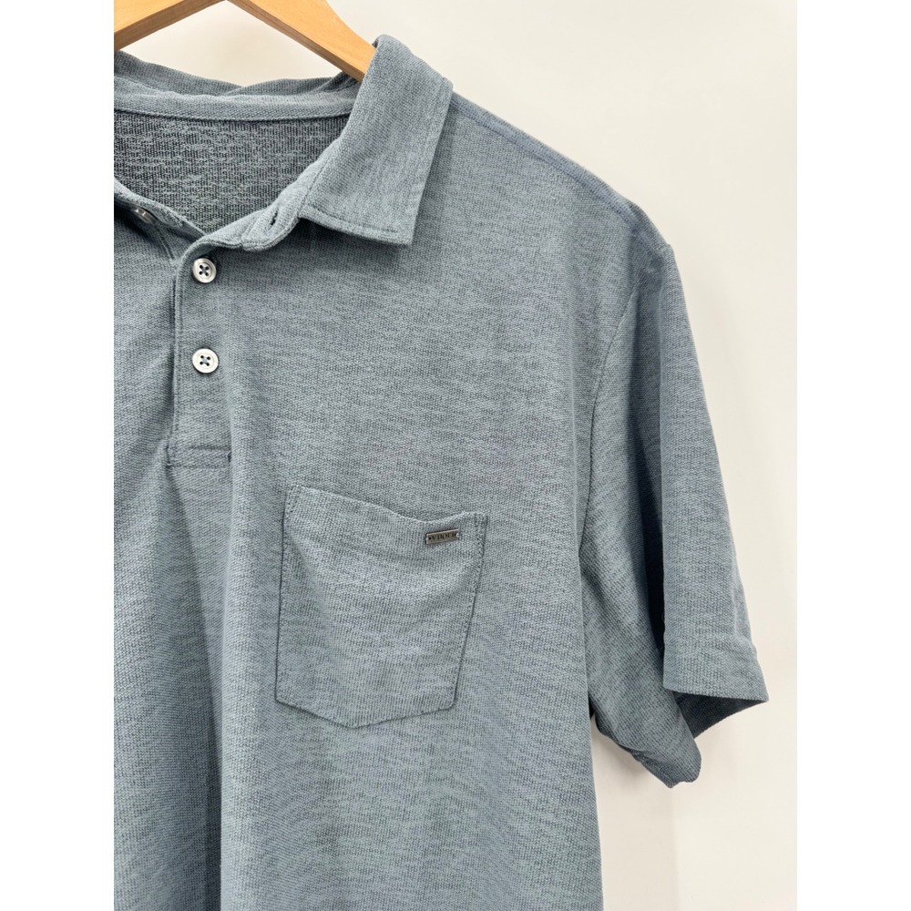 Vuori Ace Polo Mens L Blue Pique Slim Fit Chest Pocket V164 - Picture 2 of 11